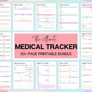 Medical tracker bundle, 50 Medical Binder pages, Medical Planner | Printable Medication, Symptom, Bill, Doctor Visits, Health Pain trackers