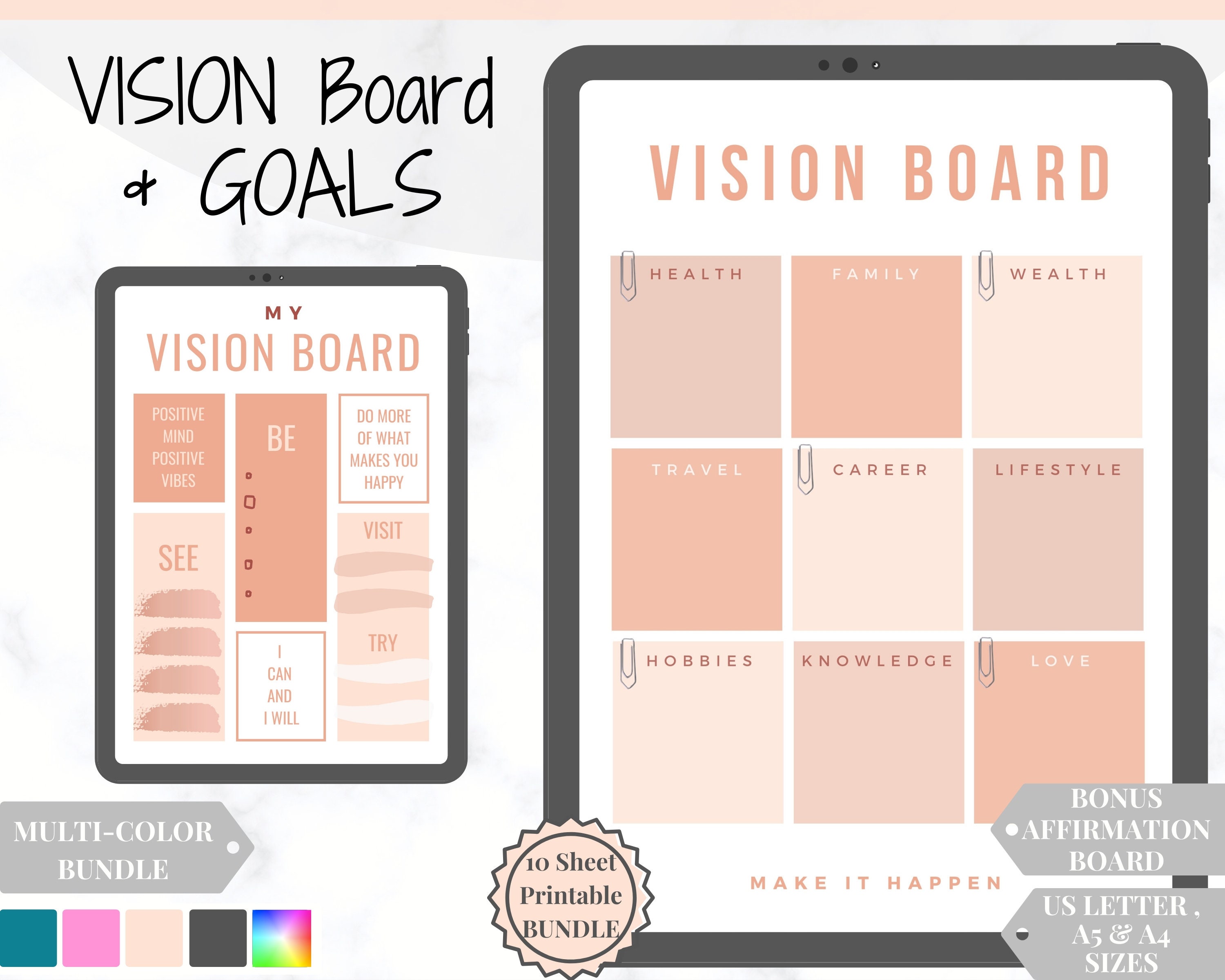 2023 Vision Board Printables Digital Vision Board Kit Goal - Etsy UK