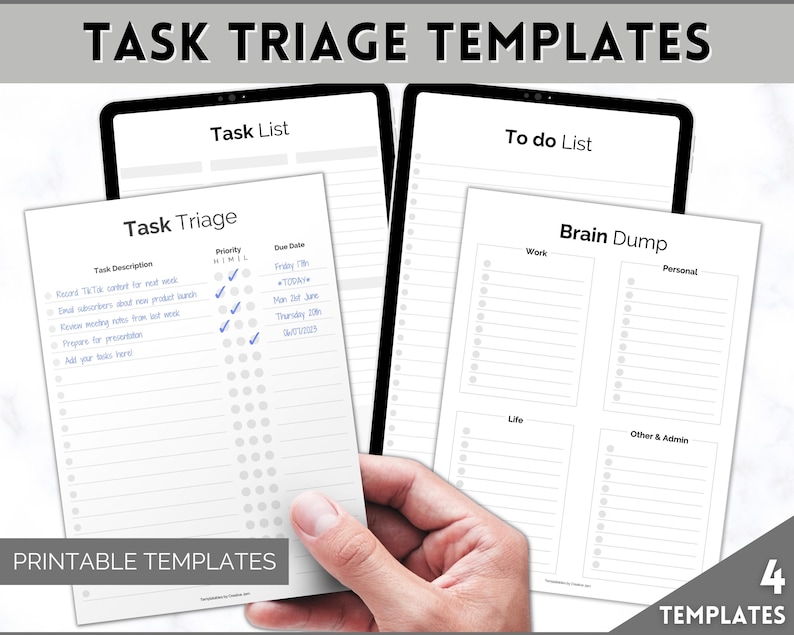 Task Triage, to Do List Printable, Brain Dump Template, Task Checklist ...