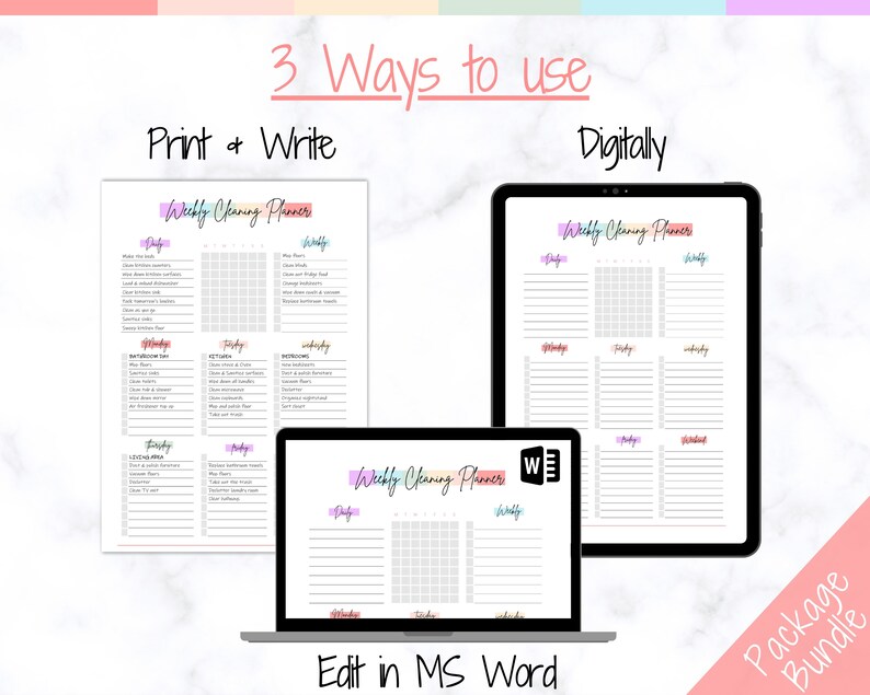 EDITABLE Cleaning Schedule Weekly Cleaning Planner Cleaning - Etsy