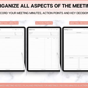 Digital Meeting Notes Template, Editable Meeting Minutes, Digital ...