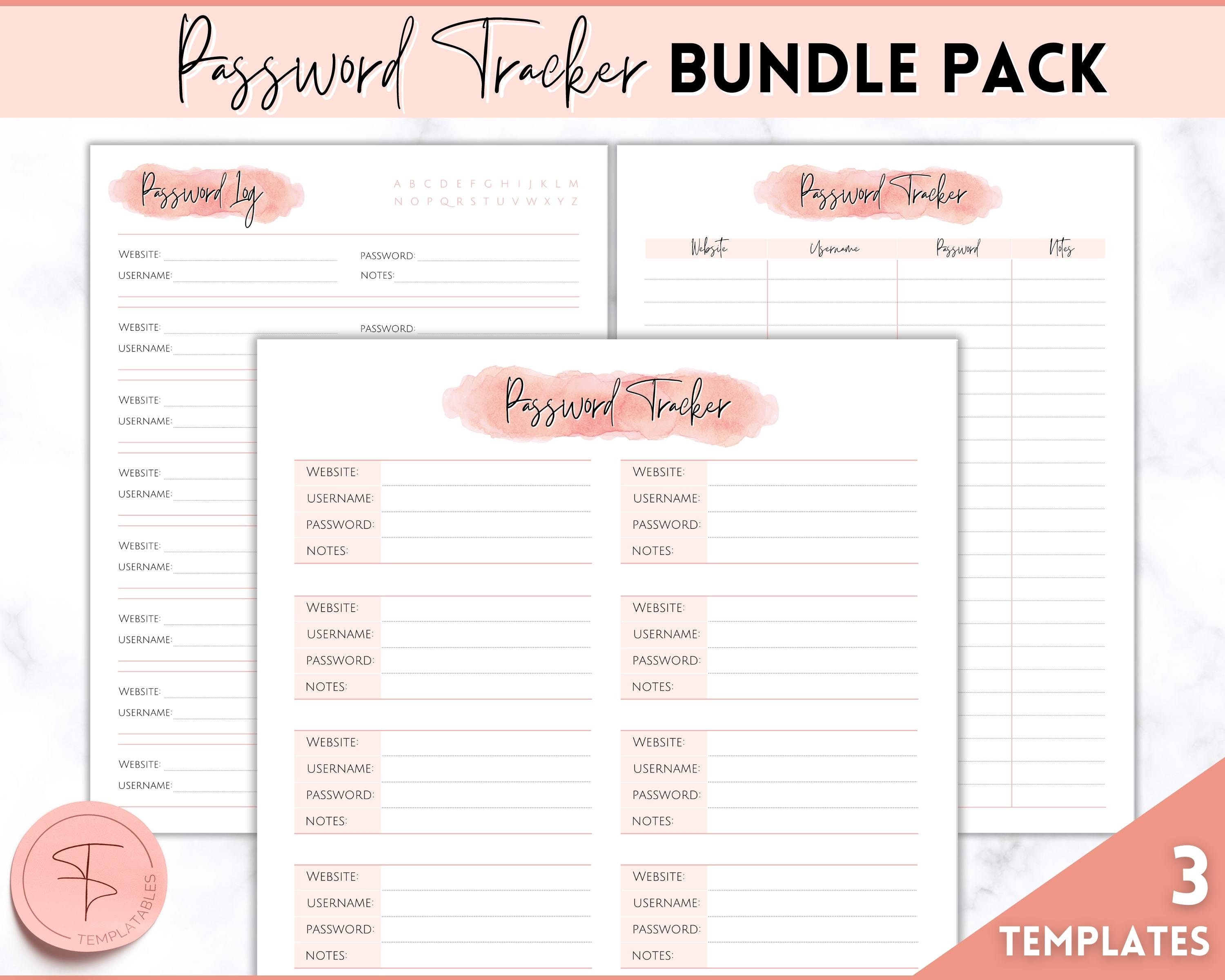 Password Tracker BUNDLE, 3 Printable Password Log & Organizers ...