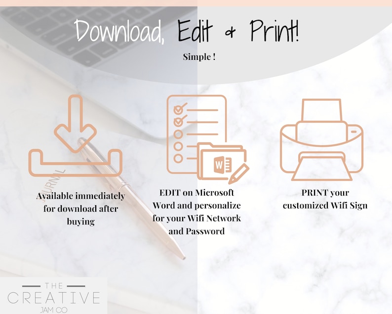 Wifi Password Sign, Editable Wifi Sign Printable Template, Be Our Guest Sign, Wi-fi password sign, Airbnb Guest Room, Wall Art, Landscape image 10