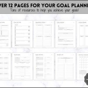 Goal Planner BUNDLE, 2024 Goals Tracker, SMART Goal Setting Kit, New Year, Monthly Habits Reflections, Productivity, Vision Board Printables image 2