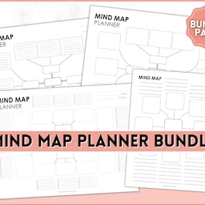 Mindmapsjabloon, afdrukbare mindmapplanner, sjabloon studiegids, Brain Dump, brainstorm, brainstorm, ideeënkaart, diagram voor het maken van aantekeningen