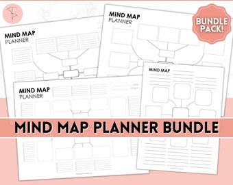 Mind Map Template, Printable Mind Map Planner, Study Guide Template, Brain Dump, Brainstorm, Brainstorming, Idea Map, Note Taking Diagram