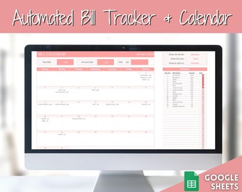 Bill Payment Calendar, Google SHEETS Spreadsheet, Automated Monthly Bill Tracker,  Budget Expense, Finance Template, Bills Checklist, Annual