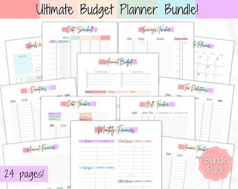 Ultimate Budget Planner Printable BUNDLE, Financial Tracker, Savings Tracker, Binder, Monthly Debt, Bill, Spending, Expenses Income Tracker