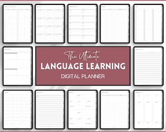 Digital Language Learning Planner, Study Korean, Japanese, Spanish, French, English, Language Templates, Student Workbook, GoodNotes, iPad