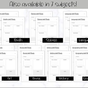 UNIT STUDY Template, Printable Homeschool Planner, Home School Teacher ...