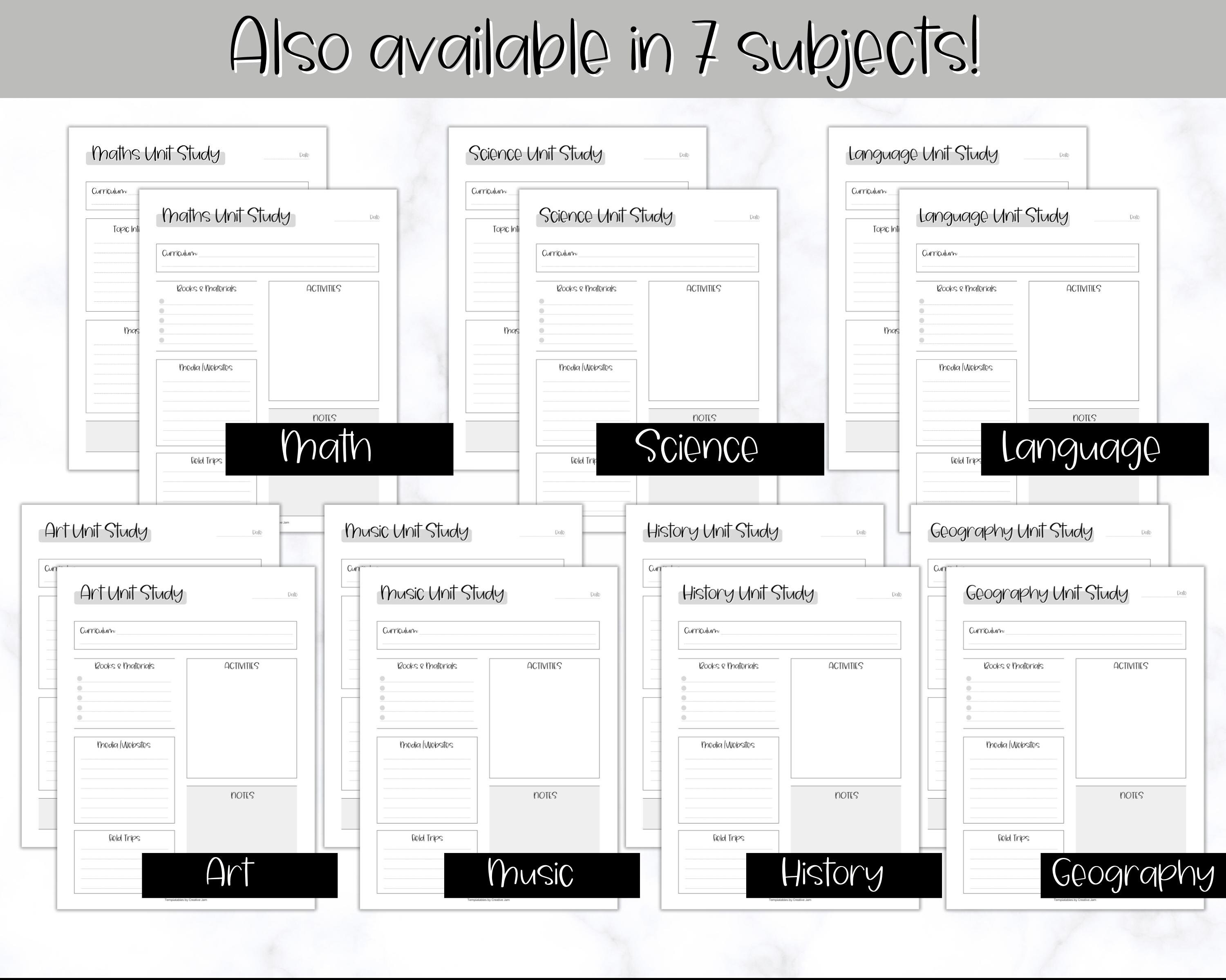 Unit Study Planner Printable Homeschool Planner Template - Etsy Australia