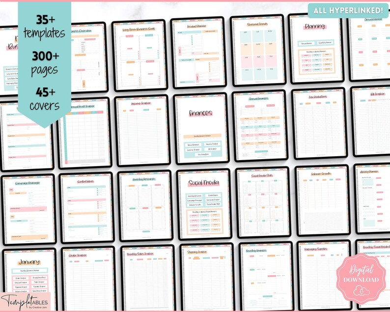Digital Small Business Planner, Undated Trackers, Social Media, Finances, GoodNotes Digital Journal, Monthly, Weekly, Side Hustle, iPad image 9