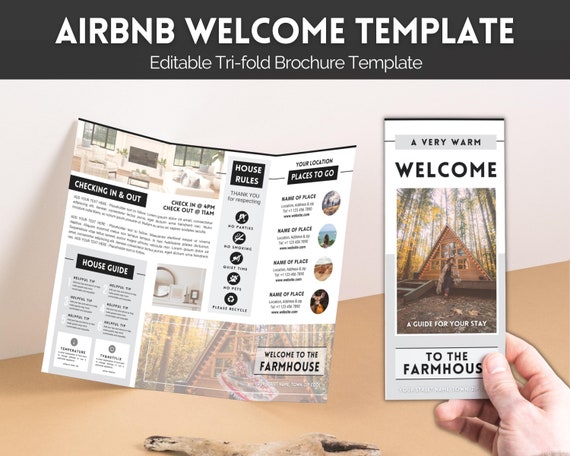 Welcome BROCHURE Airbnb Template Editable TRIFOLD Guide - Etsy