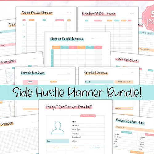 Side Hustle Planner Printable BUNDLE Small Business Planner Etsy