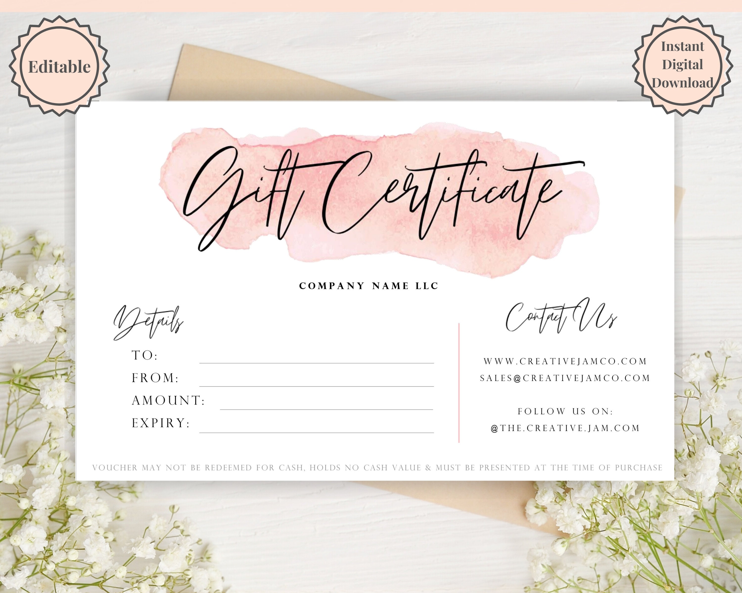 gift certificate Gift Voucher Gift Certificate Template. Editable Gift Card - Etsy.de