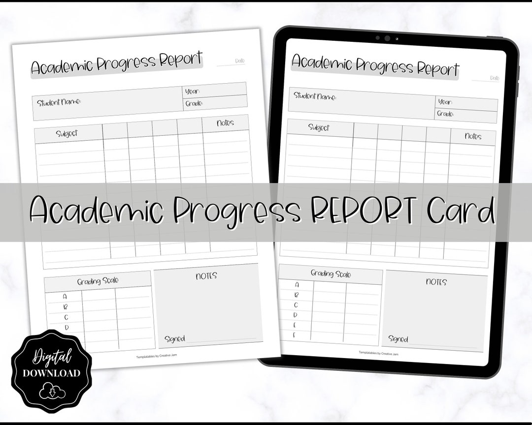 Homeschool Report Card, Printable Progress Report, Home School Academic ...