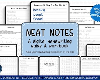 Handwriting Practice workbook for the iPad | Handwriting & Lettering Guide for digital note-taking | How to take Neat Notes on the iPad
