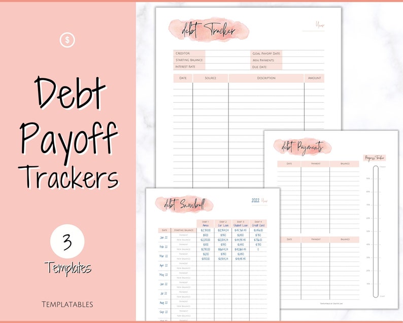 DEBT PAYOFF TRACKER, Debt Snowball, Debt Tracker Printable, Dave Ramsey, Debt Zahlungen, Finanzplaner, Haushaltsplaner, schuldenfreier Fortschritt, Bild 1