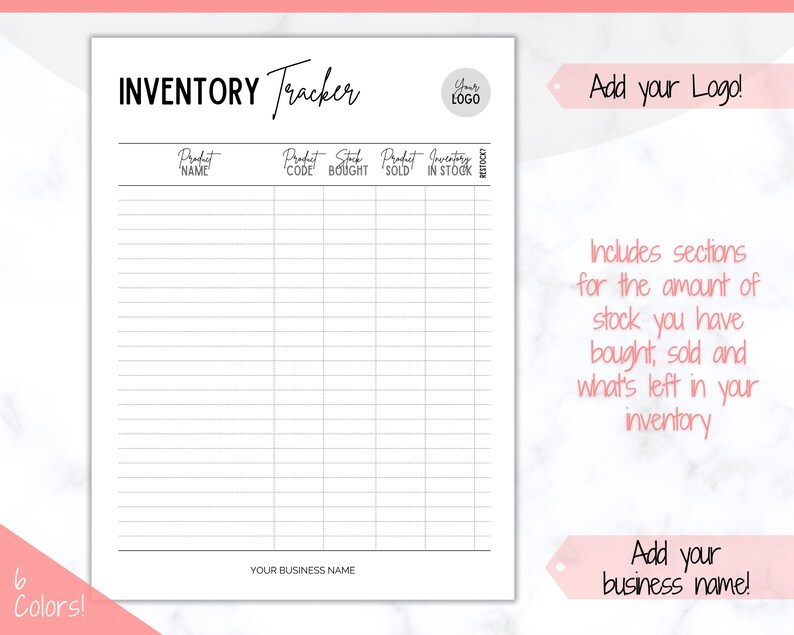 Inventory Tracker Small Business Inventory Management Form Etsy