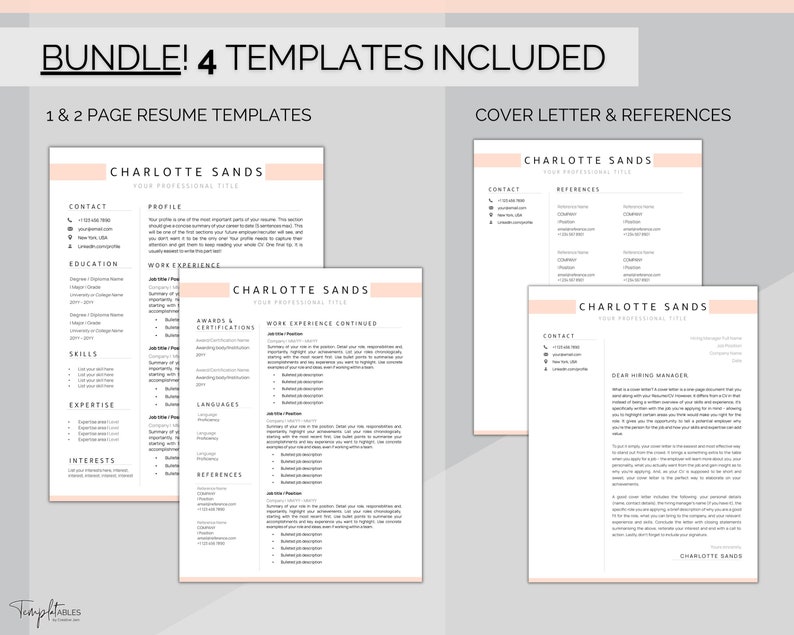 Teacher Resume Template Google Docs. CV Template Professional Etsy