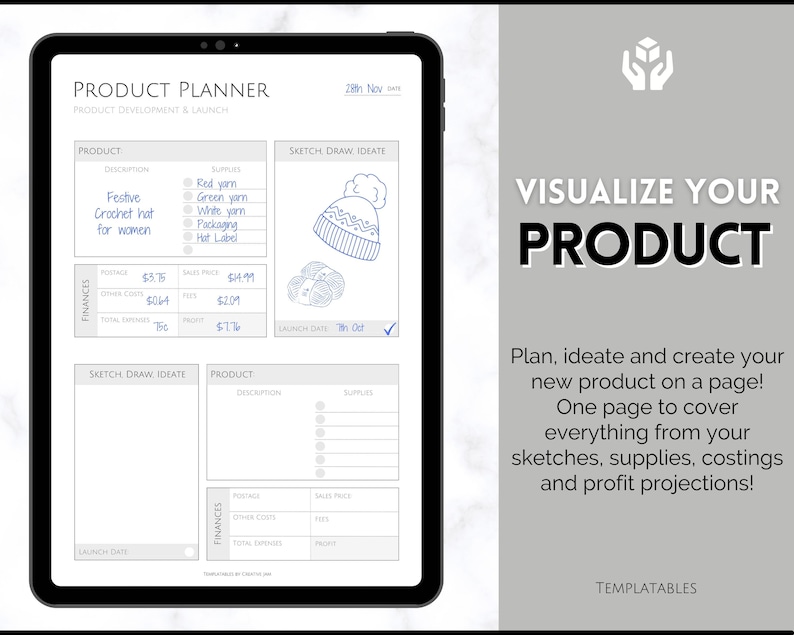 Product Planner Template, Small Business Plan, Printable Product Launch, Pricing, Packaging, Costs, Supplies, Inventory, Etsy Seller Listing image 2