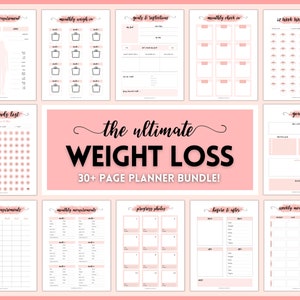 Weight Loss Tracker, Weightloss Journal, Fitness Planner Printable, Weight Loss Chart, Pounds Lost Tracker, Body Measurements, Meal Planner