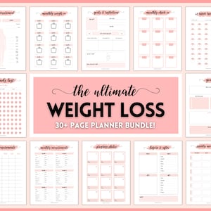 Weight Loss Tracker, Weightloss Journal, Fitness Planner Printable, Weight Loss Chart, Pounds Lost Tracker, Body Measurements, Meal Planner