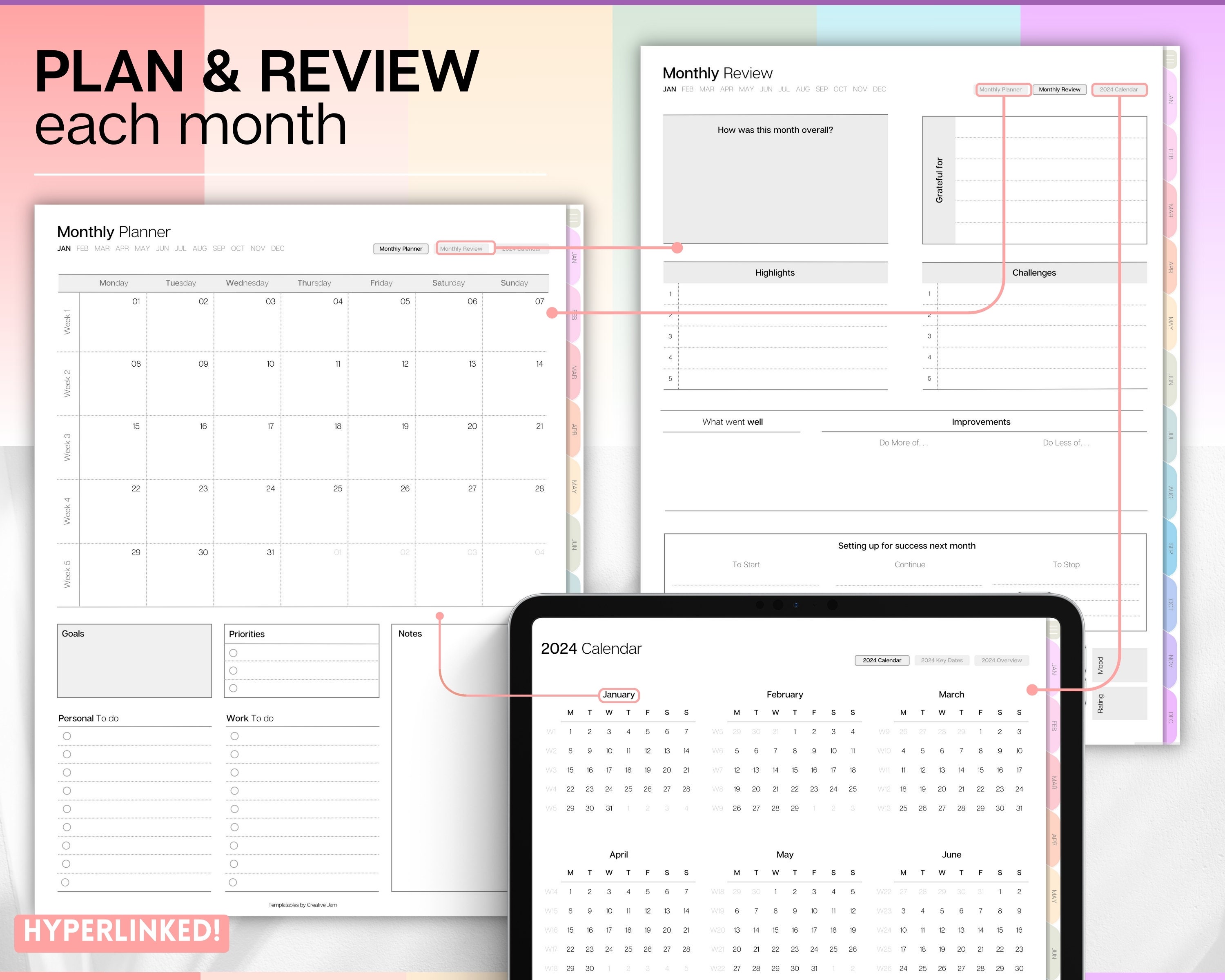 WEEKLY Digital Planner, 2024 Digital Planner, COLORFUL iPad Planner ...