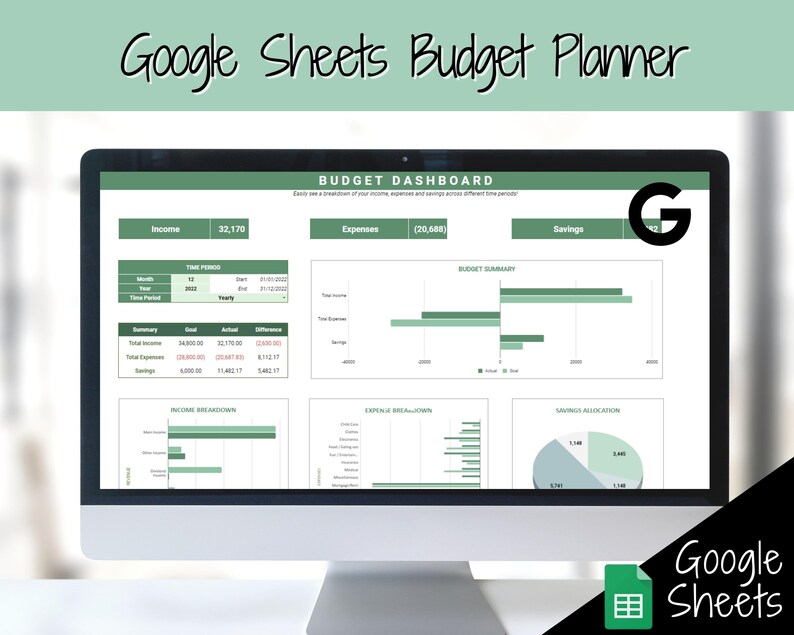 Google Sheets Budget Planner Budget Spreadsheet Easy Monthly Etsy