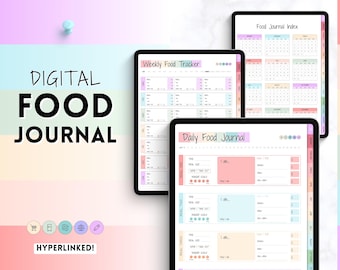 Digital Food Dairy, Colorful Food Journal & Weekly Meal Planner, Daily Food Tracker, Digital Planner, GoodNotes, Diet Journal, Fitness