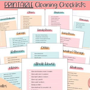 Cleaning Checklist, Printable Room by room Cleaning Cards, Family & Kids Cleaning Schedule Planner, Cleaning Tracker template, adhd, zone
