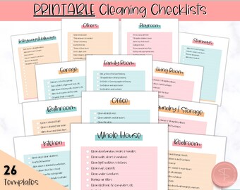 Cleaning Checklist, Printable Room by room Cleaning Cards, Family & Kids Cleaning Schedule Planner, Cleaning Tracker template, adhd, zone