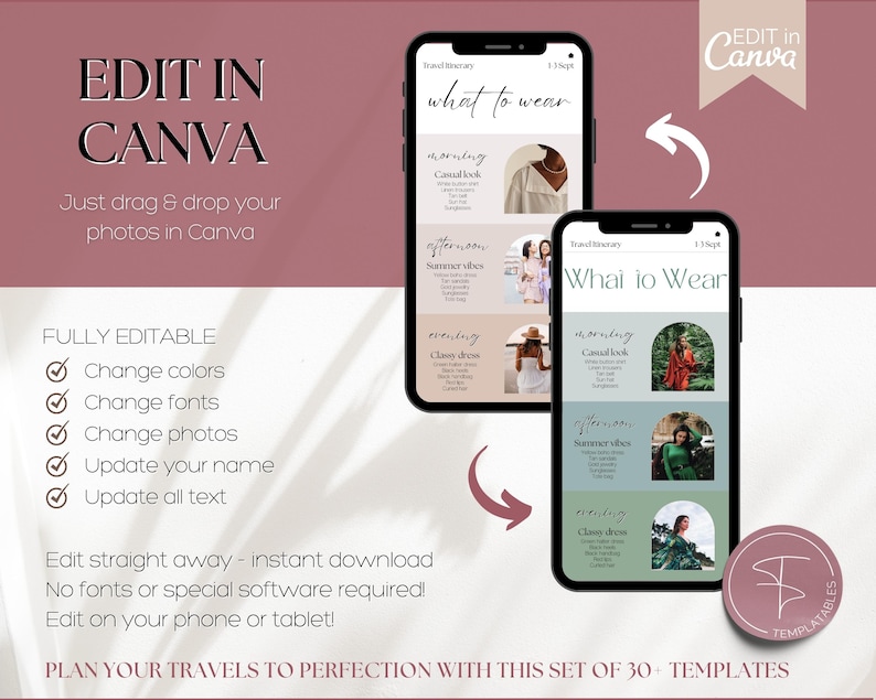 MOBILE Travel Itinerary Template, Digital Travel Guide, Weekend Trip Itinerary, Birthday, Girls trip, travel agent planner, Canva template image 9