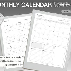 Template for Supernote, 2025 MONTHLY Planner, Supernote Template, Hyperlinked Digital Planner, Calendar, Schedule, a5x a6x Supernote Planner