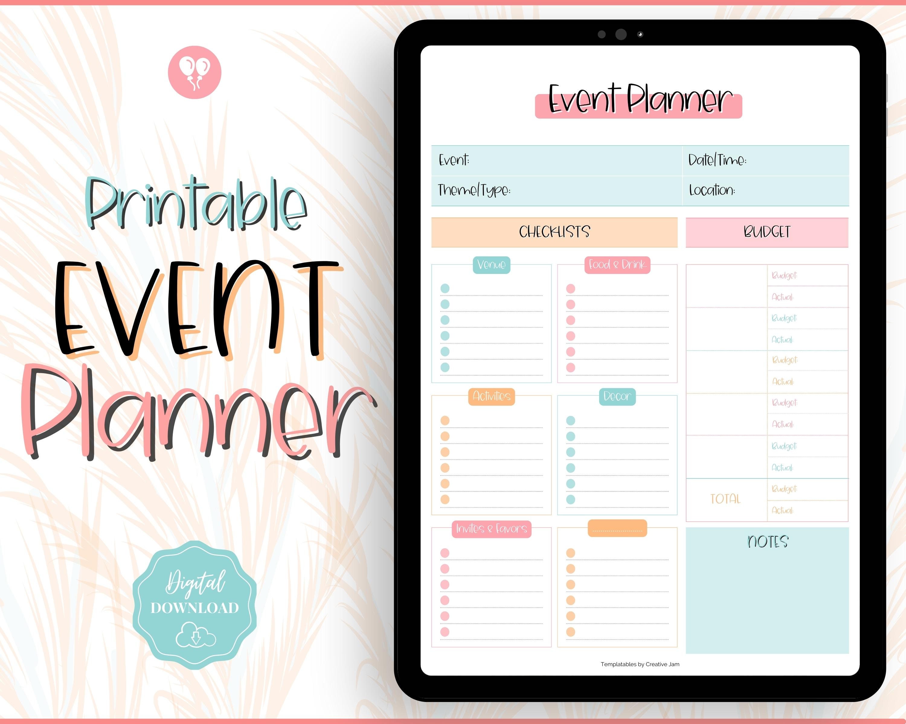 Event Planner Template Printable Party Planner Birthday Etsy UK