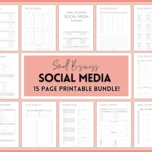 Small Business SOCIAL MEDIA Planner, Content Planner Printable, Instagram, YouTube, TikTok, Facebook, Side Hustle, Marketing Calendar Plan
