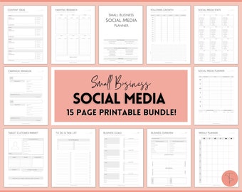 Small Business SOCIAL MEDIA Planner, Content Planner Printable, Instagram, YouTube, TikTok, Facebook, Side Hustle, Marketing Calendar Plan