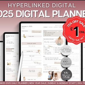 Planificador digital 2025, EN OFERTA, Planificador GoodNotes, Planificador diario, semanal, mensual, Planificador de vida sin fecha, Notability, Planificador para iPad, Con fecha