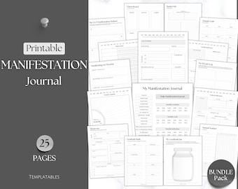 Printable Manifestation Journal, Affirmation Kit, Law of attraction, Vision Board, Mindfulness, Gratitude, Manifest, manifesting, Spiritual