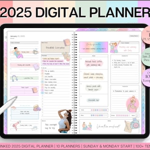 Planner digitale COLORATO, Planner GoodNotes 2025, Planner giornaliero settimanale, Planner mensile, Planner di vita non datato, Planner di notabilità, Planner per iPad