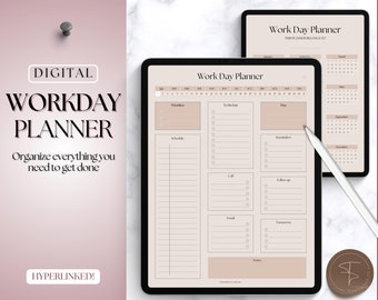 Work from home Digital Planner, Work Day Organizer, Daily Planner, Work Planner, To Do List, Business, Office Organizer, GoodNotes, iPad