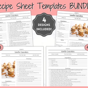Recipe Book template, EDITABLE Recipe Sheet Template, Recipe Cards, Minimal Recipe Binder, 8.5x11 Printable Farmhouse, Food Planner Journal
