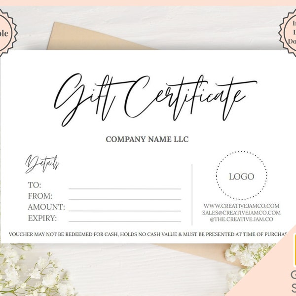 Gift Certificate Template. Editable Gift Voucher, Gift Card template, DIY Shop Voucher Template. DIY Coupons Last minute Gift. Google Slides