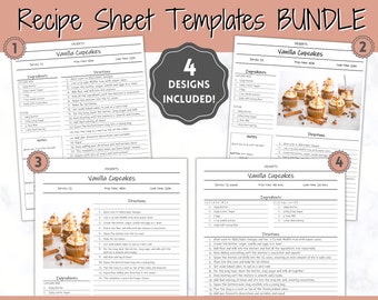 Recipe Book template, EDITABLE Recipe Sheet Template, Recipe Cards, Minimal Recipe Binder, 8.5x11 Printable Farmhouse, Food Planner Journal