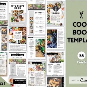 Cookbook Template, Canva Recipe Book Template, Editable eBook, Recipe Card, Binder, Box, Meal Planner, Family Cooking , Recipe Page Workbook