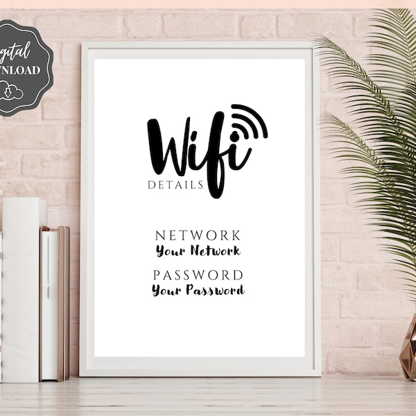 Wifi Password Sign, Editable Wifi Sign Printable Template, Be Our Guest Sign, Wi-fi password sign, Airbnb Guest Room, Wall Art, Decor, Wi Fi