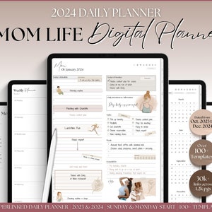 MOM Digital Planner, 2024 Mom Life Digital Planner, Busy Mom, GoodNotes, iPad, Digital Life Planner, FREE digital stickers & Planner Covers