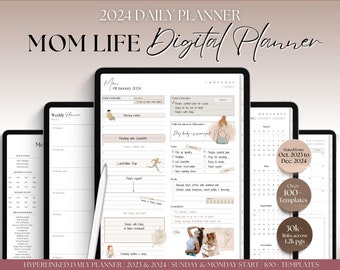 MOM Digital Planner, 2024 Mom Life Digital Planner, Busy Mom, GoodNotes, iPad, Digital Life Planner, FREE digital stickers & Planner Covers