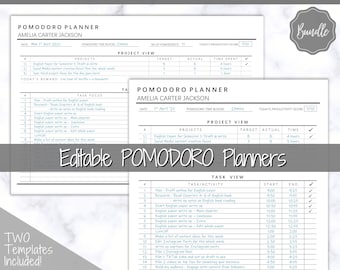 POMODORO Planner, Productivity Planner Pages, Student Planner, Printable To Do List, Daily Pomodoro Time & Task Tracker, Project Planner