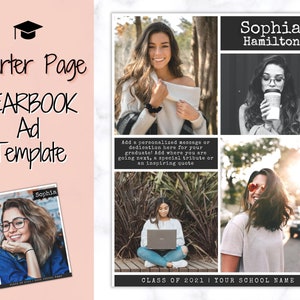 Plantilla de anuario de página TRIMESTRE, Graduación de escuela superior y secundaria, Anuncio de graduación, Anuario escolar, Tarjeta fotográfica, Anuncio de anuario, Tributo de graduación
